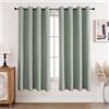 CUCRAF Tenda 100% Oscurante in Lino con Occhielli, Tende Termiche Grigio-Verde H175 x L140 cm, Set di 2, Tenda Termica per Protezione dal Freddo e Insonorizzazione, per Soggiorno e Camera da Letto