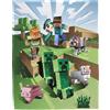 Character World Minecraft - Coperta in pile corallo, 160 x 200 cm, Minecraft, statuette di fan per bambini, adolescenti e adulti
