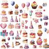 CRASPIRE 8 Fogli Adesivi per Finestre di Buon Compleanno Torta Adesivi per Finestre Palloncino Colorato Scatola Regalo Impermeabile Vinile Autoadesivo Decalcomanie in Vetro Staccare e Attaccare