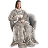 Catalonia Classy Coperta indossabile con maniche e piedi, coperta TV reversibile calda coperta in micropile sherpa con tasca, regalo per adulti donne uomini