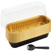 HAKZEON Set da 60 mini teglie in alluminio nero con coperchio, 180 pezzi, rettangolari, da 200 ml, contenitori per pane in alluminio per cuocere torte e pane