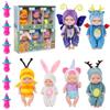 JOAASU Bambole Set, 6 Pezzi Bamboline Piccole, Bambole per Bambina con 6 Bottiglia, Vestiti Intercambiabili, Bambole Familiari in Gel di Silice Set, per Bambini Ragazzi Ragazze