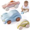 Moonkie Roll & Go Macchinine per Bambini, Set da 3, Regalo Bambino 1 2 3 Anno, Giochi Bambini in Silicone 6 Mesi+, Senza BPA, Massaggia Gengive Neonati, per Maschi e Femmine, Giochi Montessori