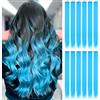 ELNX 12 extension per capelli blu, 55 cm, con clip, lisce, lunghe, sintetiche, per bambine, donne, feste (blu lago)