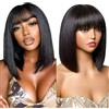 zekan Parrucche Per Capelli Umani Straight Short Bob Wigs 180% Density None Lace Front Wigs Capelli Umani Brasiliani Lisci Parrucca Fatta a Macchina Completa 14Inch