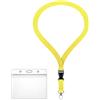 WEBBOMB Porta badge impermeabile e flessibile con cordino largo 2 cm (11 colori), porta carte di credito con zip per 1-2 carte di accesso (giallo)