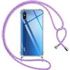 Pnakqil Cover per Xiaomi Redmi 9AT/Redmi 9A con Cordino, Trasparente Custodia con Laccio Tracolla Cellulare Girocollo Collana Protettiva per Redmi 9A / Redmi 9AT 6.53 Pollic, Viola 01