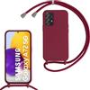 FERLAN Custodia per Samsung Galaxy A72 5G Cover con Cordino,Rosso | Custodia con Laccio Collana Tracolla Regolabile Sottile Silicone Morbido TPU Bumper Antiurto AntiGraffio Protettiva Case