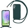 FERLAN Cover compatibile con Samsung Galaxy A25 5G,Custodia con Laccio Collana Tracolla Collo Liquido Silicone Antiurto TPU Antiurto AntiGraffio Protettiva Case,Verde scuro