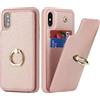 SailorTech per iPhone X Custodia con portacarte, iPhone XS Custodia telefonica ad anello con supporto per carta di credito Custodia per iPhone X/Xs-Oro rosa