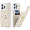 SailorTech Custodia per iPhone 14 Pro Max Con Portacarte e Anello - Supporto per Carta di Credito, Carina e Alla Moda - Bianco