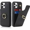SailorTech Custodia per iPhone 11 Pro Max Con Portacarte e Anello - Supporto per Carta di Credito - Nero