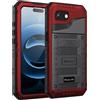 Beeasy Cover per iPhone 17E / 16E IP68 Impermeabile Custodia Militare Antiurto Resistente 360° Metallo Armor Protezione Schermo Integrata Rugged Robusta Indistruttibile Subacquea Antipolvere Rosso