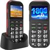Ufferson Telefono Cellulare per Anziani con Tasti Grandi, GSM telefoni cellulari per anziani, SIM Doppio, 1800mAh Batteria Lungo Standby, Ricarica USB C, Funzione SOS, Suono Alto, Torcia, Base di Ricarica,Nero