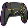 MYSTILUCK Controller Wireless per PS-4/PS-3/Pro/PC/MAC/iOS/Android10/Steam Deck, Controllore con illuminazione RGB 7 Colori/Doppia Vibrazione/Turbo/Giroscopio 6 Assi/Jack per Cuffie/Batteria 1500 mAh