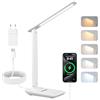 Carehabi Lampada da scrivania a LED, dimmerabile, lampada da tavolo a LED con 5 colori e 5 livelli di luminosità, lampada da lettura con porta di ricarica USB, controllo touch per bambini, camera da