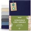 Dreamzie Lenzuolo Singolo Con Angoli Organico Cotone 80x160 cm - Blu scuro - Certificato senza Prodotti Chimici (Oeko TEX)