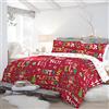 Fusion Christmas STIRD21P1U - Set copripiumino, 3 pezzi, reversibile per letto matrimoniale, colore: Rosso