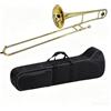 Btuty Trombone Bb Strumento Ottone a Fiato Piatto con Cupronichel Bocchino Pulizia Bastone Caso (Oro)