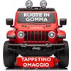 Mondial Toys Auto Macchina Elettrica per Bambini Jeep Wrangler Rubicon 12V con Telecomando Sedile in Pelle 2 Posti Rosso con Ruote in Gomma Tappetino Omaggio