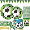 Duocute Stoviglie Compleanno Calcio Set 102 Pezzi Addobbi Compleanno Bambino Tema Calcio Include Piatti Tazze Tovaglioli Tovaglia e Banner(25 Ospiti)