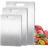 POP lina Tagliere Acciaio Inox, 3 Pezzi Tagliere in Titanios per Cucina, Set Taglieri da Cucina DoppioLato per Carne, Frutta, Verdura (39 x 28 cm+29 x 20 cm+25 x 15 cm)