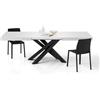 Mobili Fiver, Tavolo Allungabile Emma 160(240) x90 cm, Bianco Frassino con Gambe Incrociate Nere, per 6-10 persone, Tavolo Cucina, Soggiorno, Made in Italy