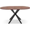FRANKYSTAR Marui Small - Tavolo da pranzo ovale in legno e metallo con piede centrale Kiso 150x90 cm - legno marrone