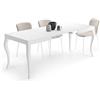 Mobili Fiver, Tavolo Allungabile Classico, 120(200) x80 cm, Bianco Opaco, per 6-8 persone, Tavolo Cucina, Soggiorno, Made in Italy