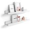 Mobili Fiver, Coppia Mensole portafoto-quadri First, 60 cm, Bianco Frassino, 60 cmx13 cmx8 cm, Nobilitato, Mensole da muro per Camera, Ingresso, Soggiorno, Ufficio, Made in Italy