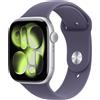 APPLE Watch Series 11 GPS, Cassa 46 mm in alluminio color argento con Cinturino Sport viola nebbia - M-L