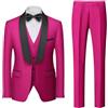 MISSMAO Abito da Uomo 3 Pezzi Slim Fit Completo Formale con Un Bottone da Sposa Giacca Blazer Pantaloni Gilet Vestito per Festa Abito da Smoking,Rosa,M