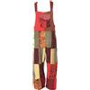 GURU SHOP Salopette patchwork in cotone, unisex, con gamba dritta, da donna, in cotone, Arancione/Rosso, 36