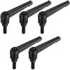 QUARKZMAN 5 manopole regolabili M6 x 15 mm, metriche in acciaio al carbonio all'ossido di nero, maschio, con leva di bloccaggio, colore nero