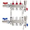 VANCOCO Collettore Riscaldamento Pavimento in Acciaio Inox 3 Circuiti, Eurokonus 16×2 mm, Kit Sfiato Veloce, Valvole a Sfera 1, Portata 5 L/min, Misuratore di Portata