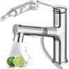 Tokenhigh Rubinetto da bagno con estraibile, ad alta pressione con 2 tipi di getto, doccetta estraibile, caldo e freddo, miscelatore per lavabo, miscelatore monocomando (cromato)