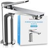 Bächlein Rubinetto da bagno Aldeya dal design moderno, miscelatore monocomando con cartuccia in ceramica durevole e kit di montaggio, rubinetto da bagno cromato
