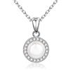 Candyfancy Collana in argento 925 con ciondolo, collana da donna con ciondolo a forma di cuore, zirconi e perle, pietra di luna, regalo per donne e fidanzate, Argento sterling, Zirconia cubica