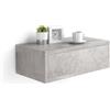 Mobili Fiver, Comodino sospeso Riccardo, Grigio Cemento, Nobilitato, 45 cmx25 cmx15.5 cm, Comodino moderno per Soggiorno e camera, Made in Italy