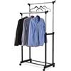 COSTWAY Stand Appendiabiti Multiuso in Metallo, Porta Abiti con Ruote, Appendiabiti Doppio con Altezza Regolabile, 86x43x94-168 cm