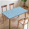 Morbuy 3D Tovaglia Rettangolare con Bordo Elastico, Copritavolo Rettangolare con Elastico Tovaglie Esterno Antimacchia per Giardino, Picnic e Feste (4.5FT/140x80cm,Onde Blu)