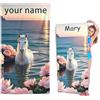 Goplnma Telo mare con nome, in microfibra, personalizzato, misura grande, 70 x 140 cm, motivo cavallo, telo mare per la spiaggia (100 x 200 cm, 1)