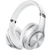 DOQAUS Cuffie Bluetooth Over Ear, [fino a 90 ore] Cuffie senza fili con 3 modalità EQ, HiFi Stereo Pieghevole Cuffie con Microfono per computer e telefoni cellulari-Argenteo