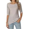 Famrrifuu Maglia Mezza Manica Donna Collo Rotondo Maglietta Elegante Basic Top Leggero Bluse Estivo Primavera T-Shirt, Grigio, XL