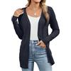 Famrrifuu Cardigan Donna Lungo Estivo Primavera Leggero Maniche Lunghe Giacca Elegante Cardigan in Maglia Sciolto, Blu, M