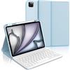 WAVATA Tastiera per iPad Air 11 (M2/M3, 2024/2025), Custodia Tastiera per iPad Air 5/ Air 4, iPad Pro 11 4/3/2/1 Generazione Italiano QWERTY Layout Bluetooth Staccabile, Azzurro
