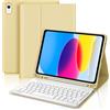 WAVATA Tastiera per iPad A16 11 Pollici 2025/iPad 10 Generazione 10.9" 2022, Cover iPad 10 Generazione con Tastiera Magnetica Staccabile Bluetooth Italiano ‎QWERTY Layout, Giallo