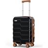 Vipbox Valigie Rigide Piccolo 55cm (3 ANNI DI SERVIZIO VIP) Policarbonato Ultra Leggera Trolley da Viaggio Durevole Valigia con Chiusura TSA e 4 Ruote, Nero Premium