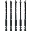 Riybyds 5 Pezzi 6mm Punte da Trapano per Piastrelle e Vetro, Punte Professionali in Carburo di Tungsteno,Trapano Muro, per Ceramica, Muratura, Vetro, Plastica, Legno e Metalli Morbidi (6mm)