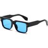 YAMEIZE Retrò Quadrato Occhiali da sole per Donna - Uomo Vintage Rettangolo Occhiali da sole Telaio Spesso 90s UV400 (Nero Blu)